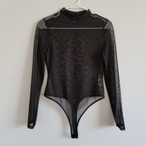 ASOS Sheer Mesh High Neck Long-sleeved Bodysuit